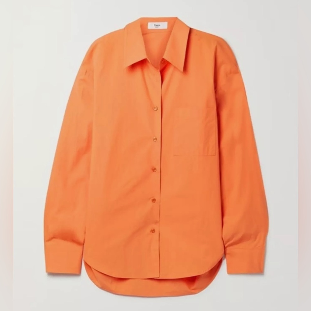 Frankie Shop Small Lui Orange Organic Cotton Poplin Button Down Shirt (Small)
